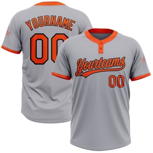 Vente en gros directe OMMIZ INDUSTRY Maillot de softball unisexe personnalisé gris orange-noir à deux boutons - Product Image 1