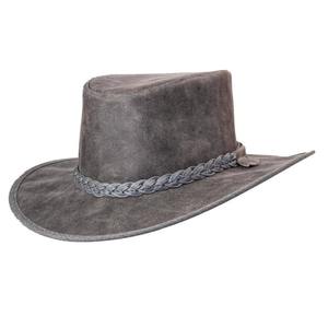 Sombrero de Vaquero de Cuero Gris Desgastado Personalizado para Hombre, Sombrero Western de Ala Ancha con Banda Trenzada, Venta al por Mayor OEM - Product Image 1