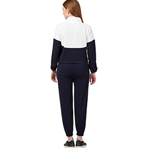 White Turtleneck Zipper Front Top Solid Design Simple Style Women's Sweatshirt <b>Tracksuit</b> Piece - Product Image 2