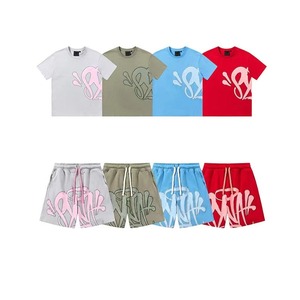 Ensemble court 2 pièces pour homme, été, t-shirt et short, respirant, 100% coton, style streetwear, imprimé en sérigraphie - Product Image 1