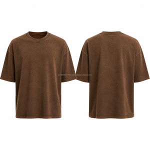 Camiseta Extra Grande para Hombre, Color Marrón, 100% Algodón, Cuello Redondo, Manga Corta, Estilo Casual, Color Sólido, Logotipo Frontal, Ecológica - Product Image 4