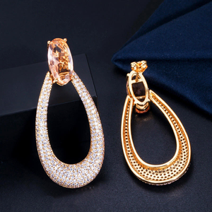 Pendientes de Lujo con Moissanita Color Durazno, Chapados en Oro Rosa sobre Plata 925, Diseño de Lágrima, Joyería Nupcial - Product Image 5
