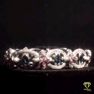 Handcrafted Pink Flower Tennis <b>Bracelet</b> Featuring Premium Lab Grown Diamonds And Fine Jewelry Appeal - Product Image 2