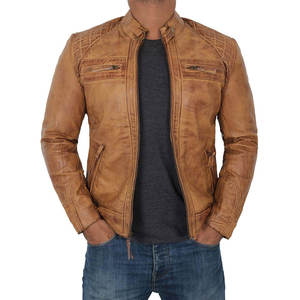 OEM Services Men's Fashionable Genuine <b>Leather</b> <b>Jacket</b> Unique Style <b>Winter</b> Wear Stand Custom Made Size Front Logo Position Custom - Product Image 2