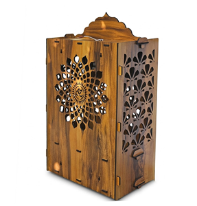 Mueble de Madera Minimalista Hecho a Mano para Pooja Mandir |   Campana de Loto Cortada con Láser |   Caja de Oración para el Altar del Hogar |   352060 cm |   Cumpleaños - Product Image 4
