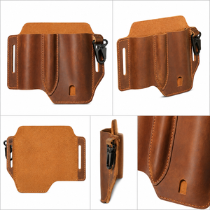 Customizable Leather Waist <b>Tool</b> <b>Bag</b> with Multiple Pockets Belt Clip Utility Pouch for Electricians Carpenters Mechanics DIY Work - Product Image 2