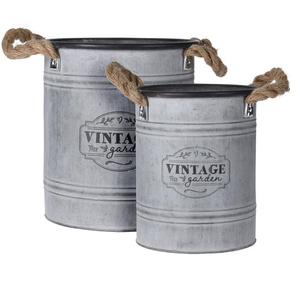 Pots décoratifs en zinc vintage, pots à herbes en métal galvanisé avec poignée en corde, pots en zinc personnalisés en promotion, jardinières modernes de style farmhouse pour extérieur - Product Image 5