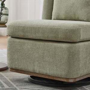 25.2\" Wide Modern Chenille Cushioned Armless Metal Base 360 Degrees <b>Swivel</b> <b>Chair</b> with Pillow for <b>Living</b> <b>Room</b> Families - Product Image 6