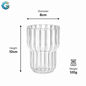 Gobelet à boire en verre transparent à rayures, résistant à la chaleur, réutilisable pour la maison, l'hôtel, le bar - Product Image 1