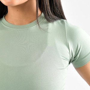 Ladies Compression Slim Fit Four Way Stretch <b>T</b>-<b>Shirt</b> <b>Yoga</b> Wear Women's Fitness Polyester/Spandex Sportswear O Neck Top - Product Image 4