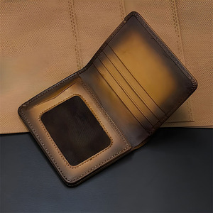 Burnished Tan <b>Bifold</b> Wallet Vintage Finish Cow Hide Multi Card Slot Wholesale Supply Distressed Pocket <b>Purse</b> Daily Travel Case - Product Image 3