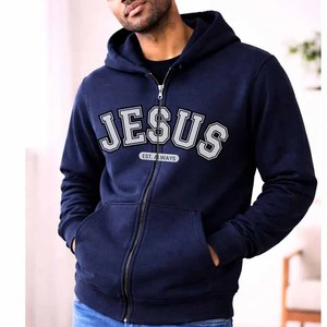 เสื้อฮู้ดคริสเตียนขายส่งของ Jesus พร้อมลายปักเชนีล คำว่า “ศรัทธา พระเจ้าอวยพร” สำหรับผู้ชาย ผู้หญิง และเยาวชน มหาวิทยาลัย แบบคอกลม - Product Image 5