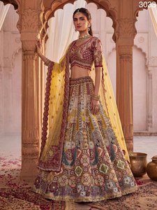 AARIKA TEXTILE Lehenga Gadhwal Premium avec broderie miroir Kundan Dabka Zari Dori, patchwork, chemisier et dupatta, tenue ethnique de mariée - Product Image 4