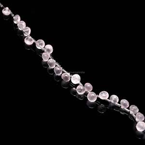 ลูกปัดโรสควอตซ์ธรรมชาติทรงหยดน้ำแบบเหลี่ยมเพชรพลอย ขนาด 7-9 มม. ความยาว 8 นิ้ว สำหรับทำเครื่องประดับ ขายส่งจำนวนมาก - Product Image 6