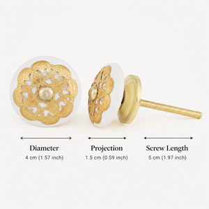 Poignée de meuble ronde en céramique blanche SHUBHAM, bouton décoratif pour tiroir de cuisine ou armoire - Product Image 5