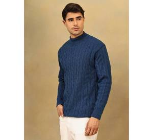 Pull en maille torsadée pour homme, doux et chaud, col montant, tricot personnalisé pour homme, pull d'hiver à manches longues - Product Image 2