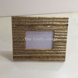 Metal Rectangle Photo <b>Frame</b> Gold Textured Finish Decorative <b>Picture</b> Display Elegant Tabletop <b>Frame</b> Home Decor Gift - Product Image 1