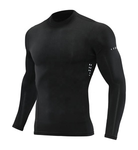 Nouveau t-shirt de compression d'entraînement athlétique pour hommes couche de base de gymnastique à séchage rapide col rond manches longues longueur courte conception numérique vierge - Product Image 1
