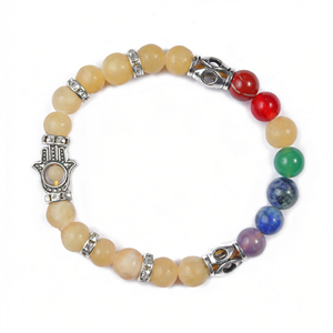 สร้อยข้อมือฮัมซาเจ็ดจักระพร้อมเครื่องประดับแฟชั่นคริสตัลแคลไซต์ - Product Image 2