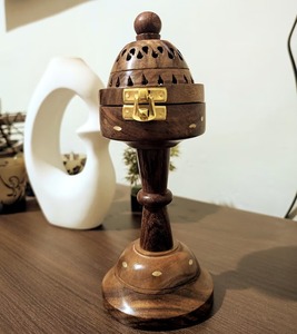 Wooden Bakhoor Burner <b>Boho</b> Meditation <b>Decor</b> Styles By Whimsy art craft - Product Image 1