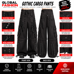 Pantalon de mode gothique unisexe coupe ample streetwear taille ajustable personnalisable 100% coton de haute qualité - Product Image 5