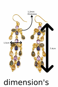 Pendientes de Plata de Ley 925 Chapados en Oro de Primera Calidad con Múltiples Piedras Preciosas para Mujer, Joyería Elegante con Acabado de Diseño Lujoso - Product Image 3