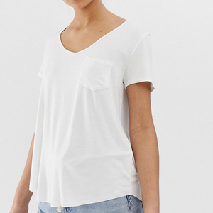 Camiseta blanca de manga corta con cuello redondo para mujer, corte regular, jersey de algodón, top informal - Product Image 4