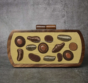 กระเป๋าคลัทช์ไม้สไตล์วินเทจกระเป๋าปาร์ตี้มีสายอะคริลิคแฟชั่นสำหรับงานแต่งงานและงานเลี้ยงตอนเย็นกระเป๋าคลัทช์ - Product Image 1