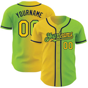 Camisetas de Béisbol Personalizadas de Poliéster de Alta Calidad en Amarillo, Verde y Negro-Claro, con Degradado Auténtico y a la Moda - Product Image 1