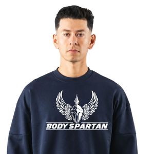 Sudadera de cuello redondo azul marino para hombre, de forro polar grueso, manga larga, informal, deportiva, para entrenamiento y uso diario. - Product Image 3
