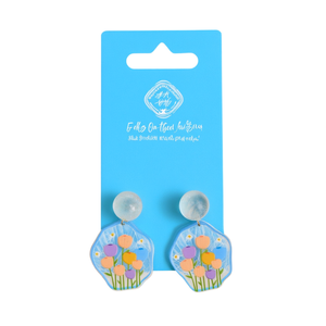 Orecchini con disegni floreali e perline trasparenti pendenti per accessori da donna, 12 pezzi - Product Image 2