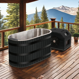 Bañera de hidromasaje exterior HELIUS, nueva, de cedro rojo, para remojo profundo, piscina fría, bañera refrigerada por agua para exteriores - Product Image 1