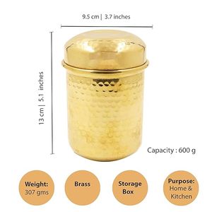 Handmade Brass Container Low Price Storage <b>Jar</b> for Dry Fruits Spices and Kitchen Use Brass Storage Container - Product Image 3