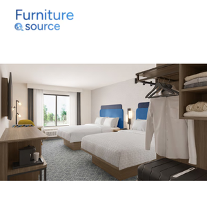 Juegos de Dormitorio de Hotel Hampton Inn Duraderos y Resistentes de MDF Ecológico, Otomana de Lino Apilable, Fabricación OEM ODM en Vietnam, Muebles Modernos - Product Image 1