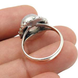 925 Sterling <b>Silver</b> Beautiful Rainbow Moonstone Cabochon <b>Ring</b> <b>Statement</b> <b>Silver</b> Gemstone Bohemian <b>Ring</b> At Wholesale Price - Product Image 3
