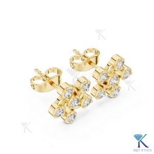 Lab Grown Diamond Swirl Pinwheel Cluster <b>Stud</b> Earrings 14K 18K Solid Gold Round Floral Fine Women Jewelry Anniversary Gift - Product Image 6