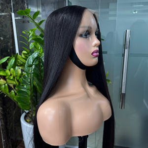 Os noir droit 28 pouces avec fermeture 2x6 300 grammes perruque vietnamienne de haute qualité Super Double dessiné - Product Image 6