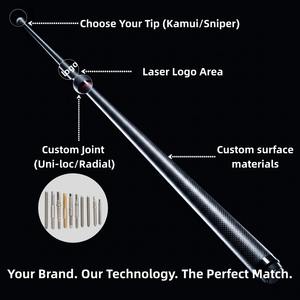 Manche de queue de billard en fibre de carbone OEM personnalisé 12,5 mm, profil conique professionnel, remplissage en mousse, faible déflection, avec embout Uni-loc radial - Product Image 5