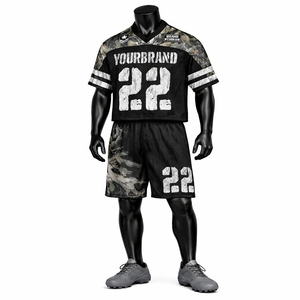 100% Polyester American Football Jersey Plus Size Unisex Navy Blue Neon <b>Green</b> Mesh Solid Short Sleeve Breathable V-neck - Product Image 1