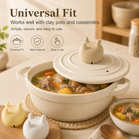Lève-couvercle en silicone mignon, résistant à la chaleur et anti-débordement, outil de cuisine et de restaurant, pour ouvrir les casseroles à soupe, accessoire de cuisine