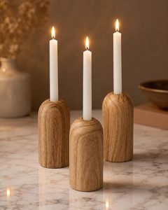 Porte-bougie en bois fait à la main, respectueux de l'environnement, résistant à la chaleur, support de bougie pour Noël, Pâques, la Saint-Valentin - Product Image 4
