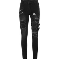 Pantalon cargo en jean déchiré pour homme, coupe droite, délavé, effet usé, style motard streetwear, décontracté, extensible, nouvelle coupe haute