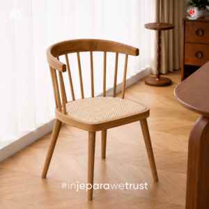 Modern Solid Wood Restaurant Dining Chair with Rattan Seat | Commercial Cafe Hotel <b>Bistro</b> Furniture | OEM ODM Custom - Product Image 1
