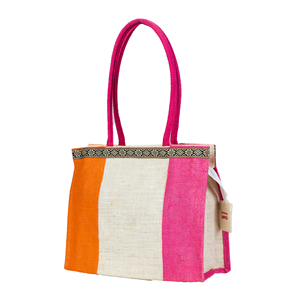 Sac en jute multicolore réutilisable, sac fourre-tout en fibre naturelle pour les courses, les voyages, les commandes en gros au meilleur prix - Product Image 4