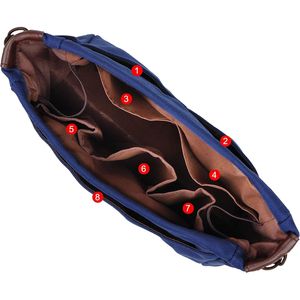 Organizer per Borsa Grande in Tela Blu Navy con 10 Tasche, Inserto Robusto per Borsa da Donna - Product Image 2