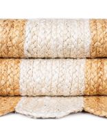 Tapis de couloir en jute rayé blanc naturel tissé à la main, bord festonné, tressé, style farmhouse, pour couloir, cuisine, sol