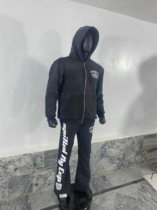 Conjunto Deportivo de Pantalones y Sudadera con Capucha para Hombre, 100% Algodón, con Cierre, Forro Polar, Logotipo Personalizado, Ropa Deportiva Urbana, para Gimnasio, Fitness, Entrenamiento, Tallas Grandes - Product Image 3