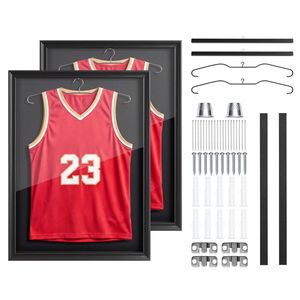Vetrina Espositiva Nera in Legno per Maglie Sportive 31.3 X 23.2 Pollici con Protezione UV al 98%, Pannello in PC, Gancio e Magnete - Product Image 1