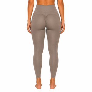 Leggings taille haute couleur unie, longueur intégrale, extensibles, respirants, effet ventre plat, rehaussement des fesses, style sportif, tricotés sans couture - Product Image 3