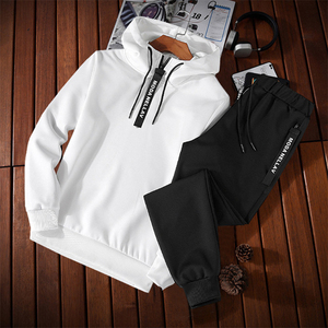 Conjunto Deportivo Negro para Hombre, Sudadera con Capucha de Manga Larga, Bolsillos Laterales, Ropa Casual Transpirable, Corte Regular, Estilo Deportivo de Primavera 2 en 1 - Product Image 4